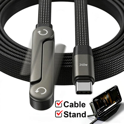Cable de carga rápida Type-C a Type-C de 240W con soporte plegable para teléfono, compatible con iPhone 17/16/15 y dispositivos Samsung — Facemu Flux-240 (imagen 2 de 10)